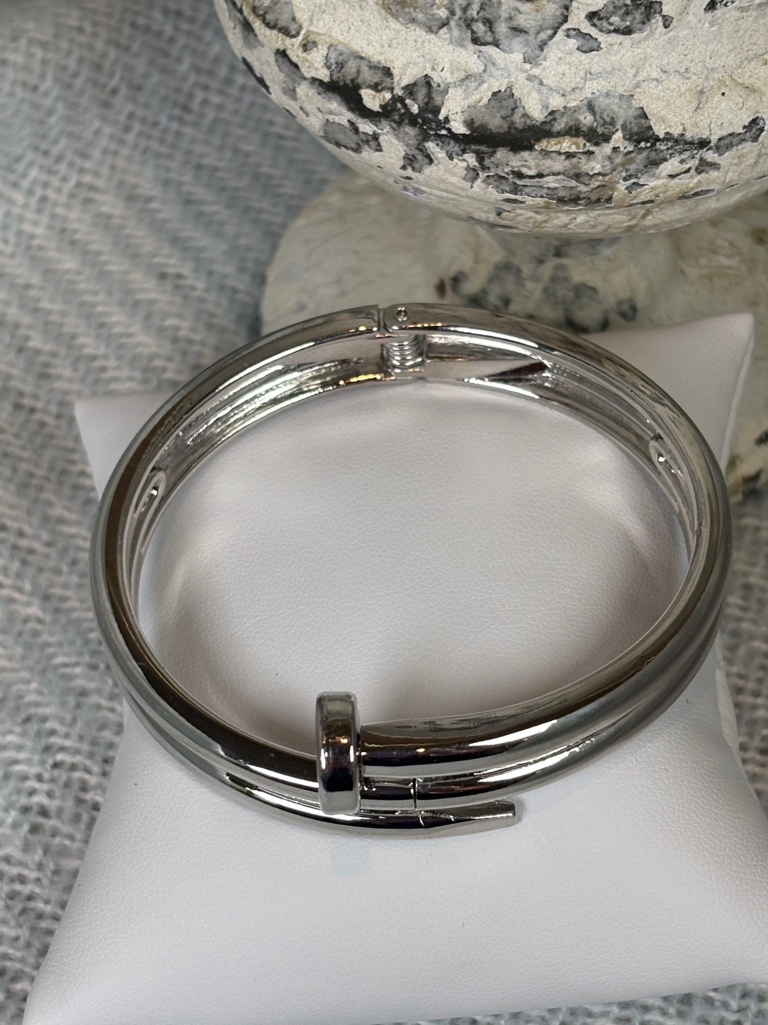 Nailed It silver hinged bangle