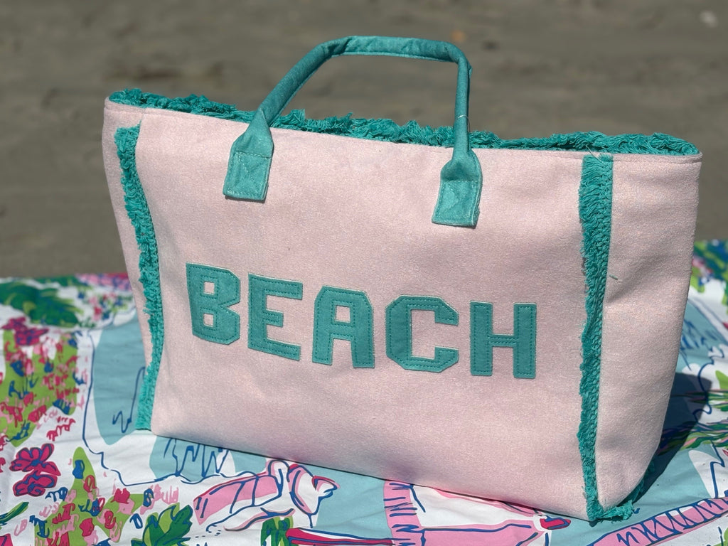 Pink and Teal Beach Tote