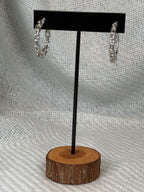 Silver Square Chain Medium Hoop Earrings