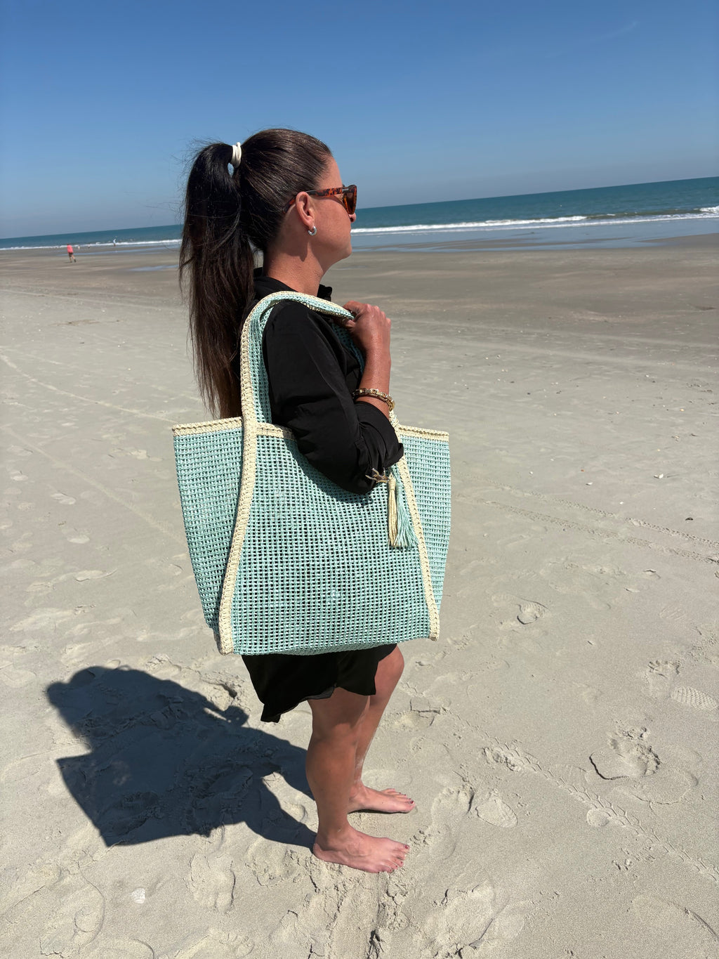 Seaglass Rattan Beach Tote