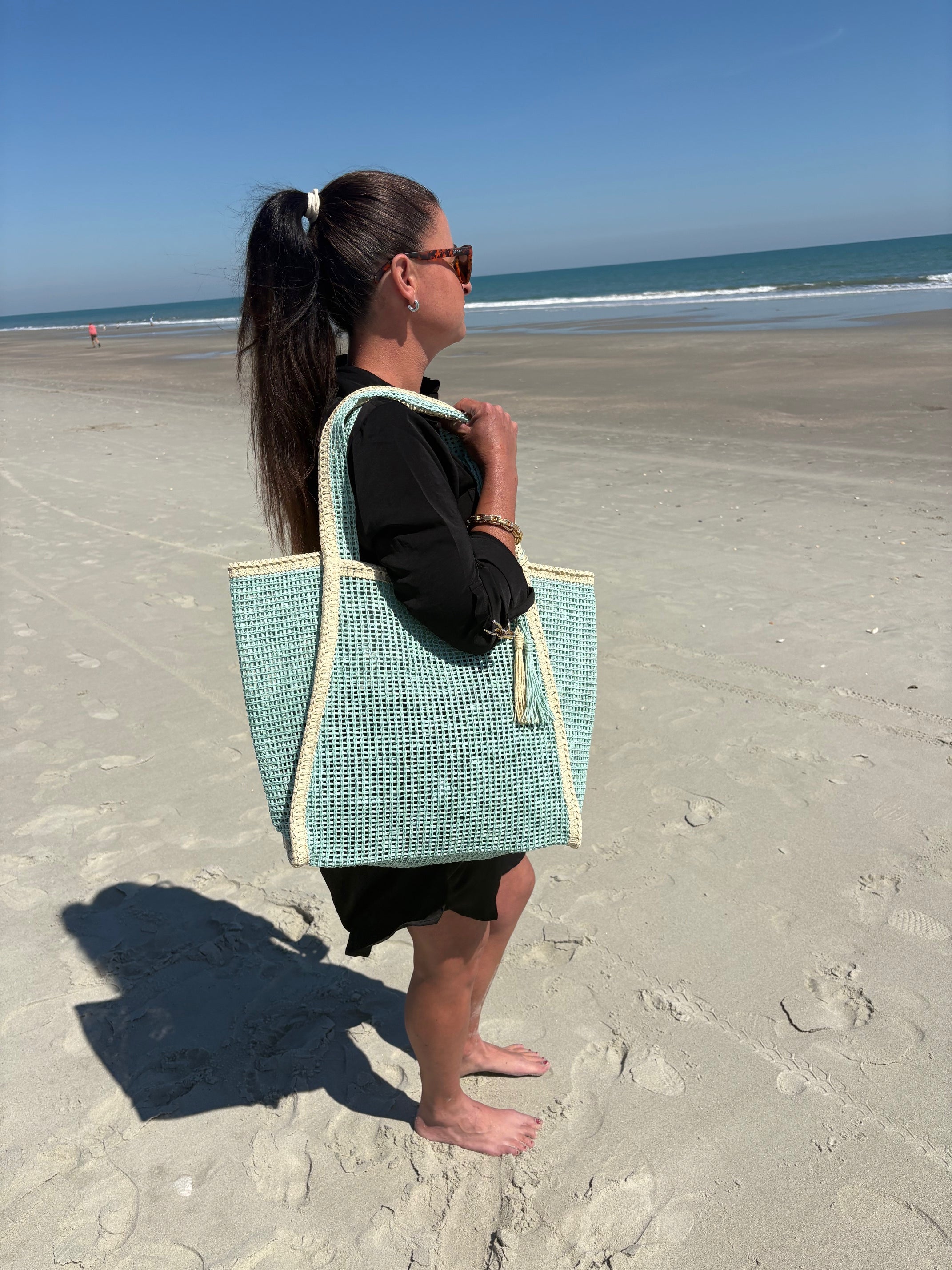 Seaglass Rattan Beach Tote