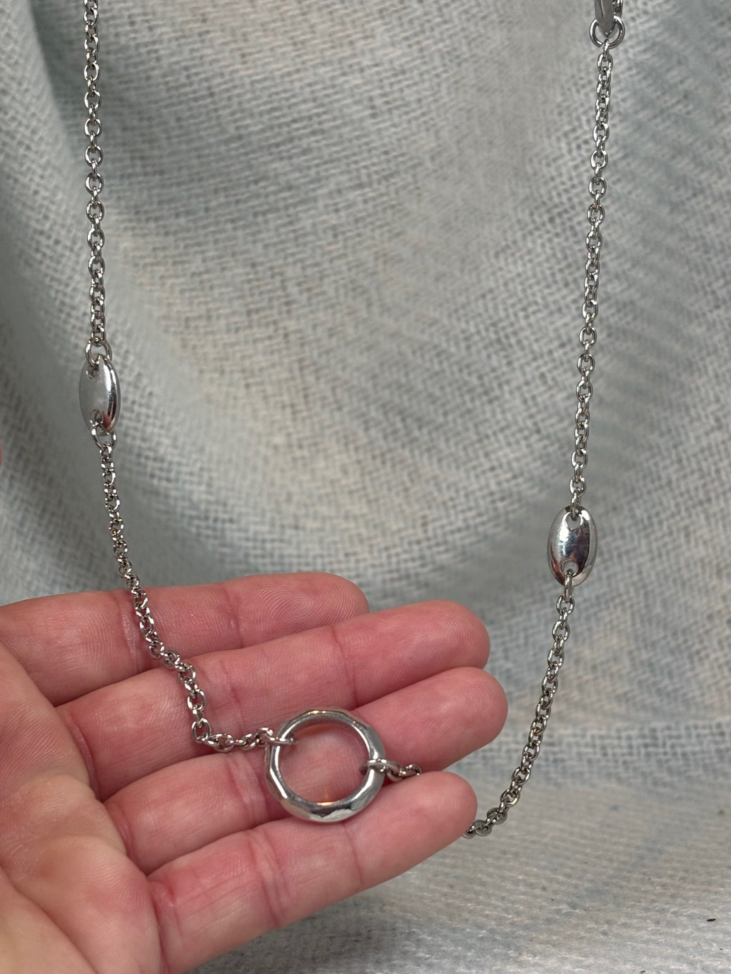 Silver Capsule Station Chain Necklace
