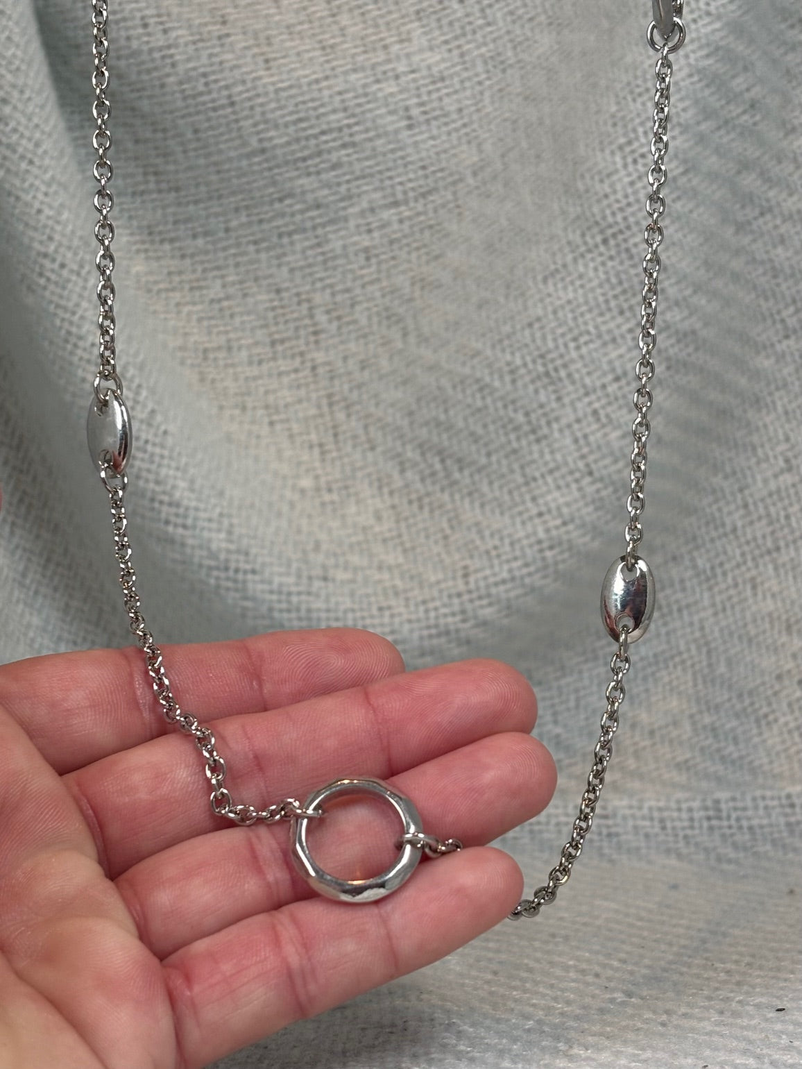 Silver Capsule Station Chain Necklace