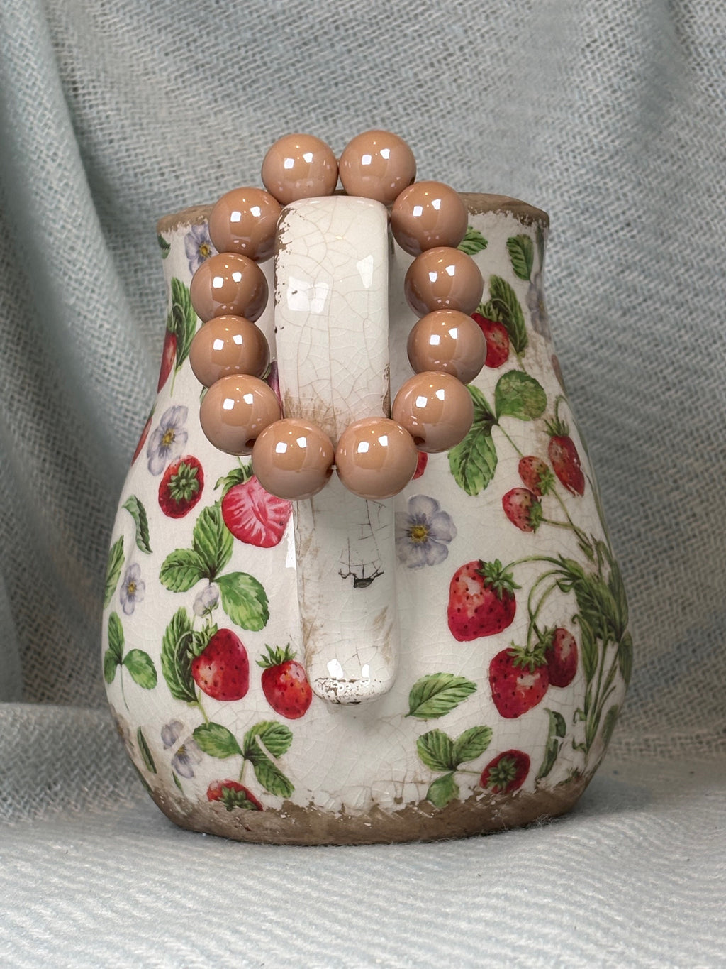 Large Shiny Taupe Ball Stretch Bracelet