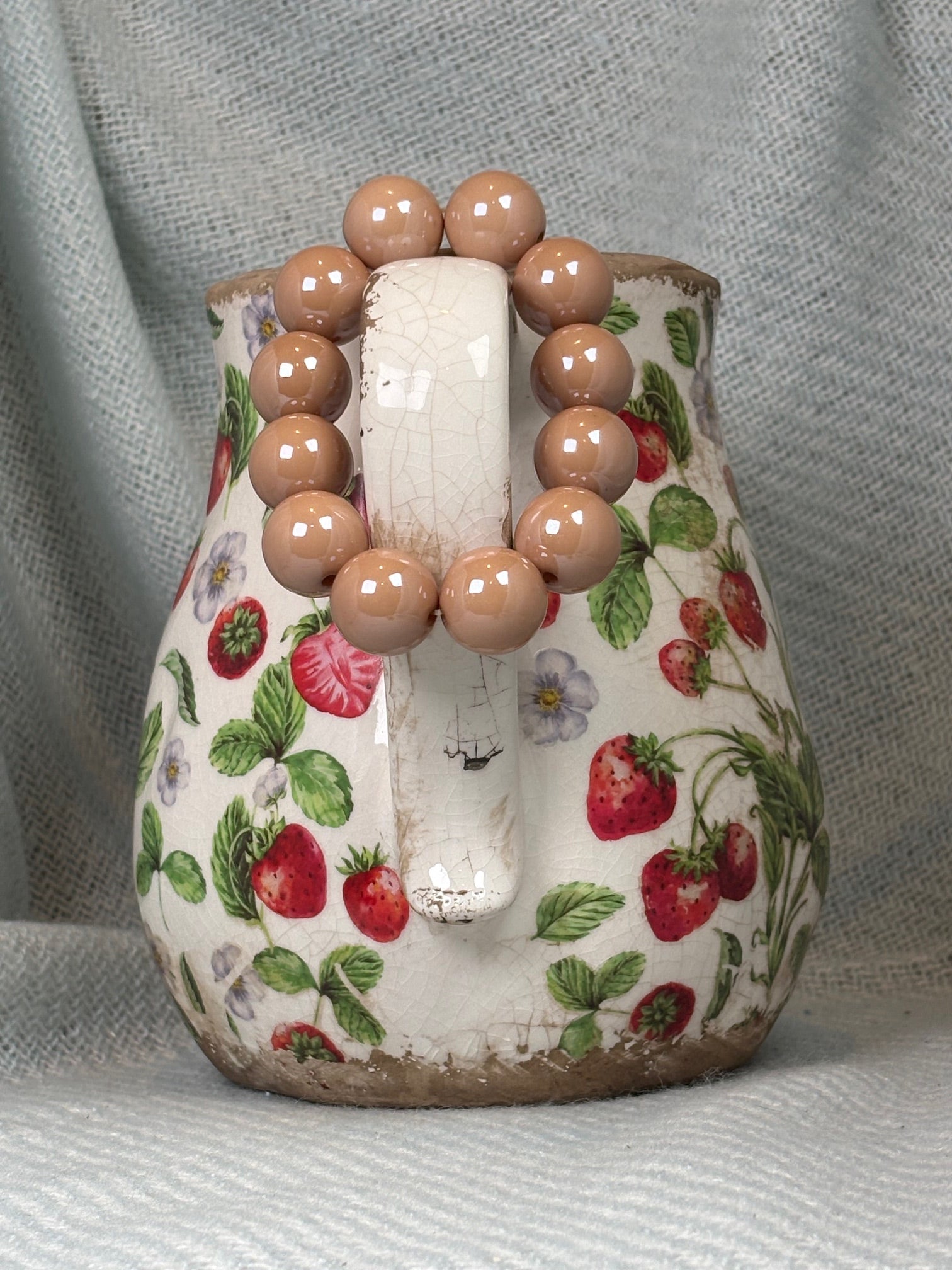 Large Shiny Taupe Ball Stretch Bracelet