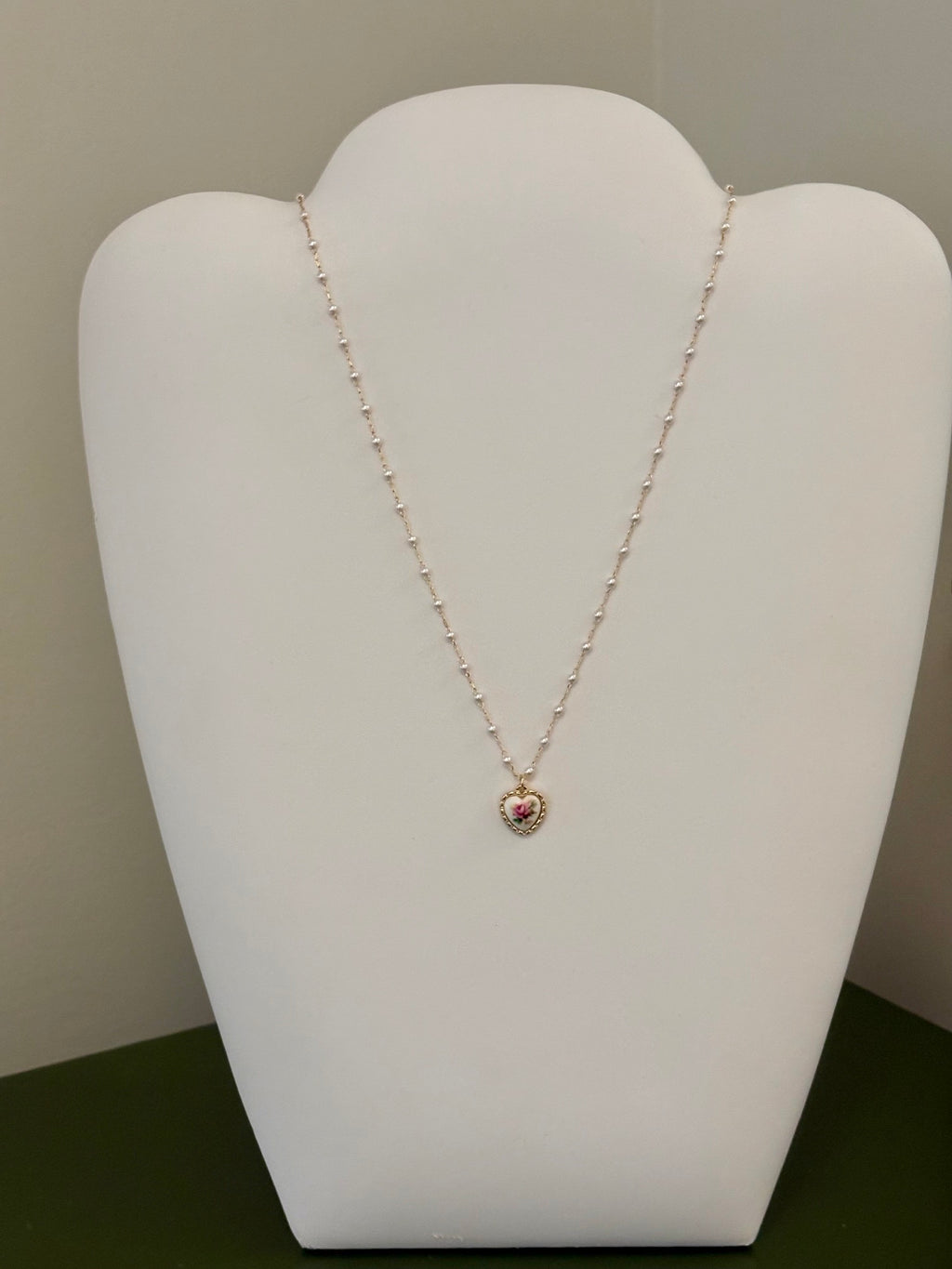 Cottage Rose Heart Necklace