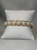 Pearl with Gold Surround Stretch Bracelet