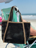 Black Rattan Beach Tote