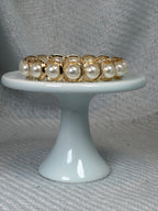 Pearl with Gold Surround Stretch Bracelet