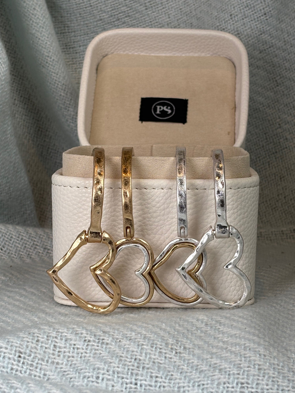 Hammered Silver heart bracelet