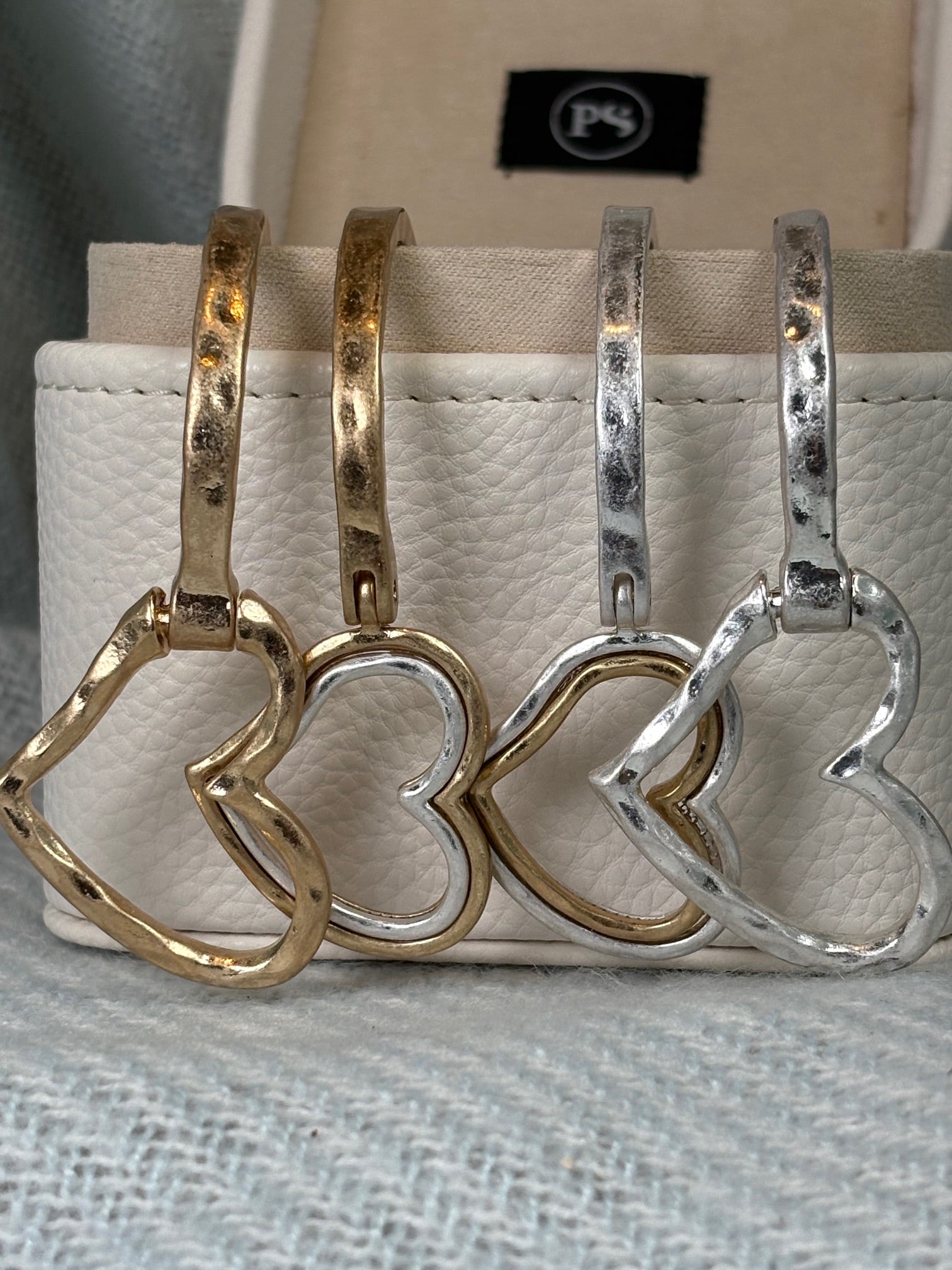 Hammered Silver with Gold hearts bracelet