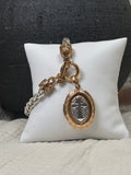 Gold and Silver Cross Locket Bracelet