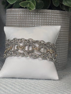 Magnetic Clasp Silver Mariner Link with Silver Accent Links Triple Strand Bracelet