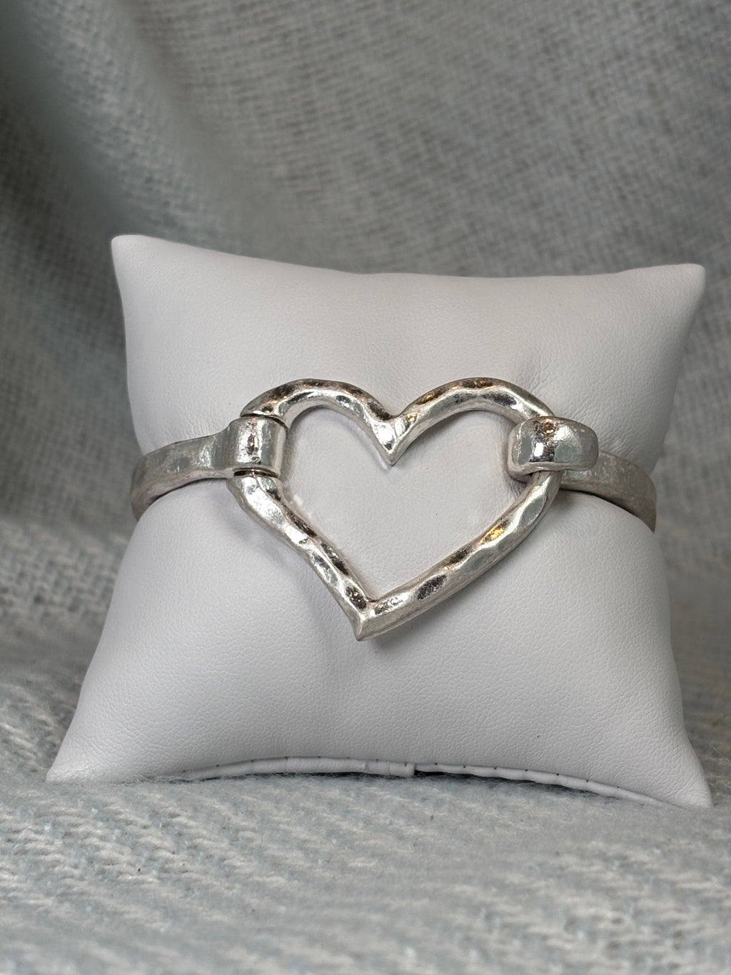 Hammered Silver heart bracelet