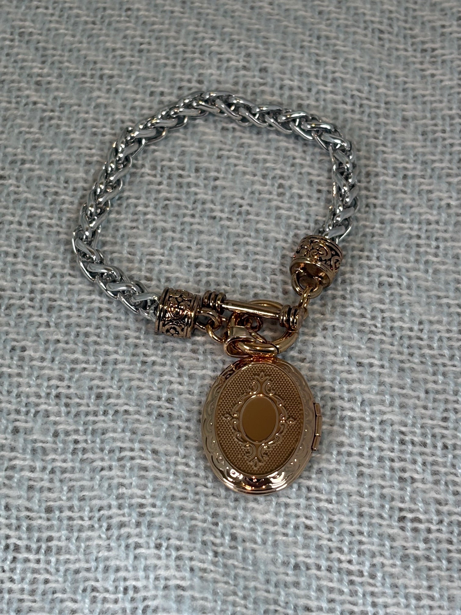 Gold and Silver Cross Locket Bracelet