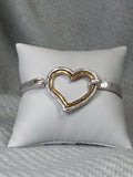 Hammered Silver with Gold hearts bracelet