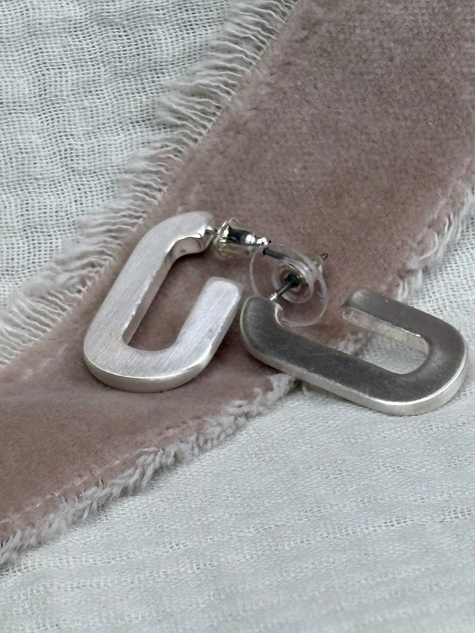 Silver Partial Link (C shape) Earrings