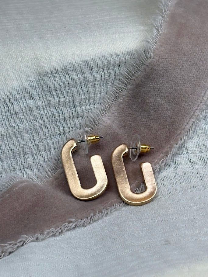 Gold Partial Link (C shape) Earrings