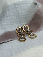 Brushed Gold and Silver Tri-Oval Dangle Earrings