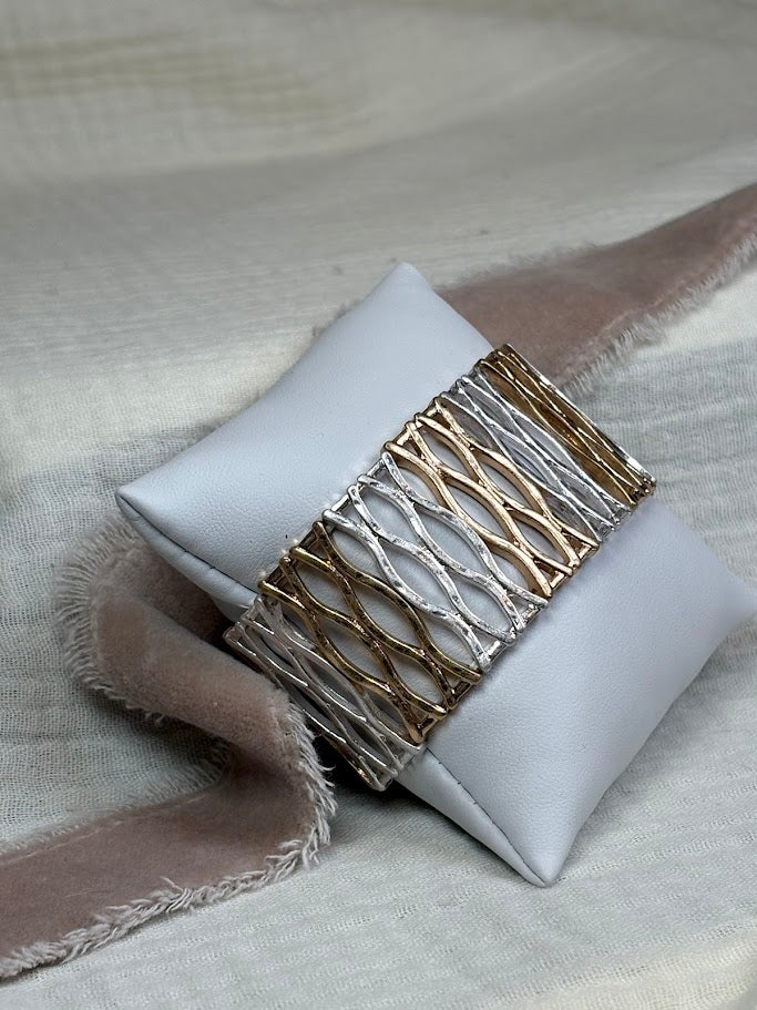 Gold/Silver Stretch X Bracelet