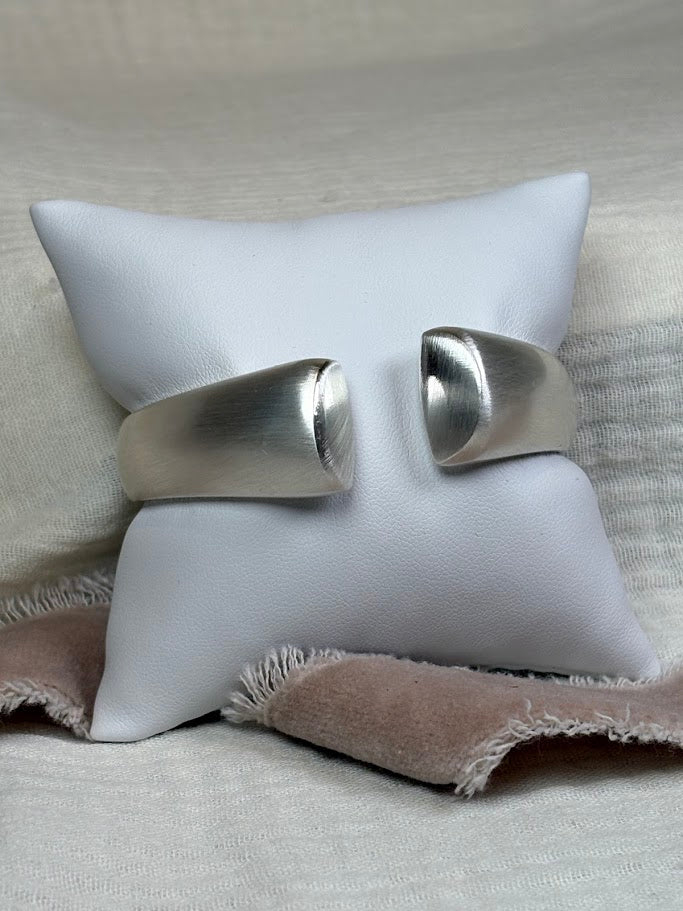 Brushed Silver Hinged Bangle