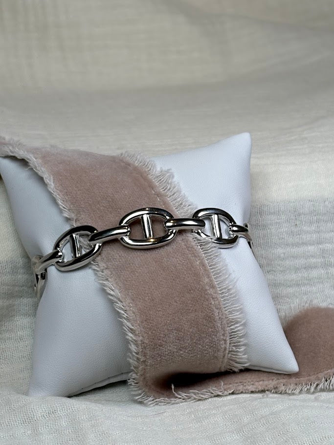 Anchor Link Silver Cuff Bracelet