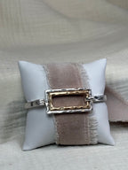 Hammered Silver with Gold Rectangle Bracelet