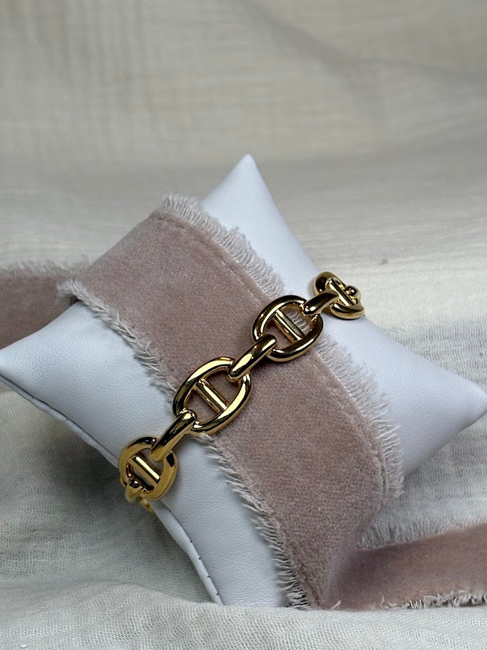 Anchor Link Gold Cuff Bracelet