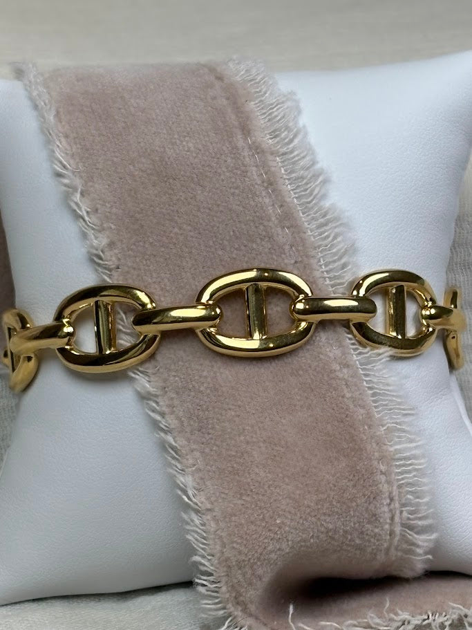 Anchor Link Gold Cuff Bracelet