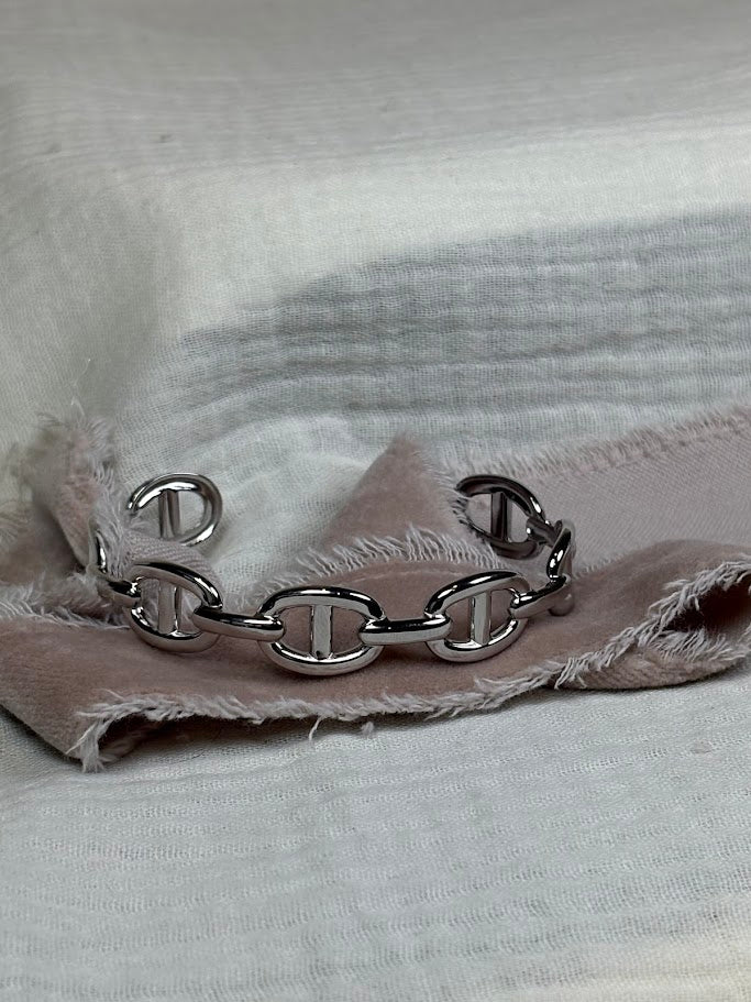 Anchor Link Silver Cuff Bracelet